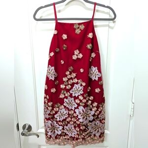 Free People Red Mini Floral Dress